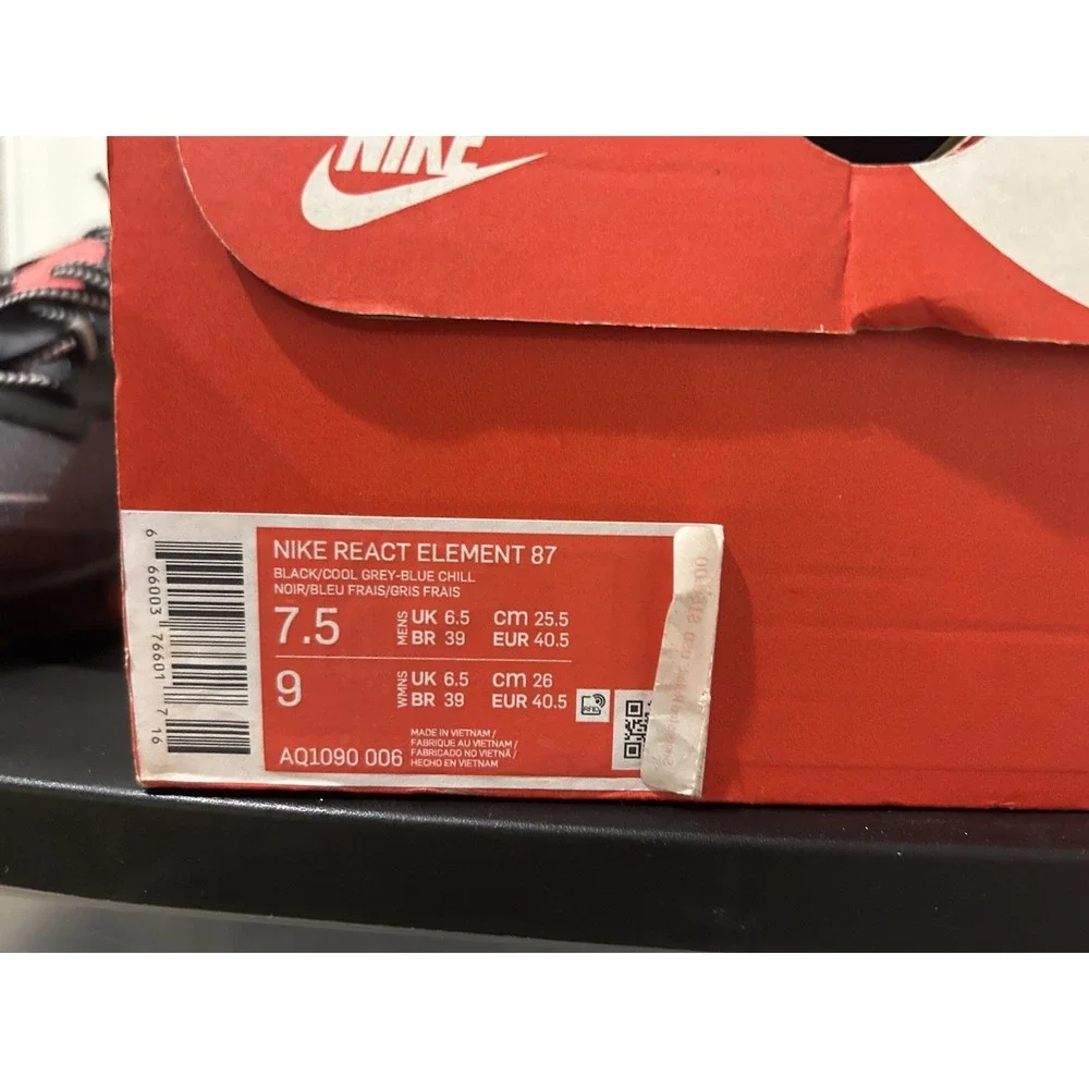 Size 7.5 Nike React Element 87  Mens Shoes AQ1090-006 TRIED ON